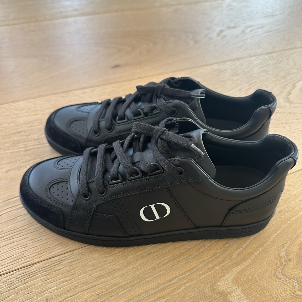 Dior Black Womens Leather Low-Top Sneakers with White CD Logo
